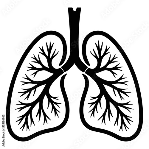 Anatomical lungs illustration in black ink