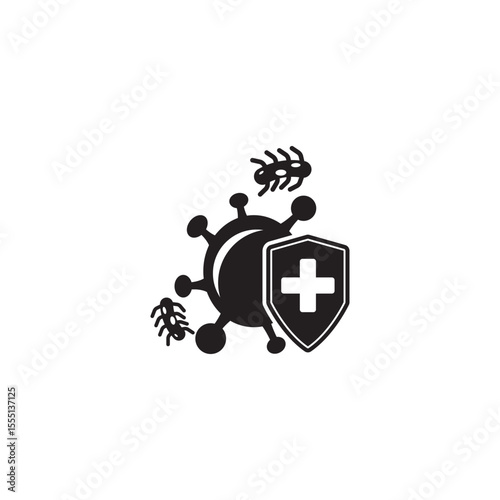 Antibacterial and antiviral defense icon logo symbol illustration