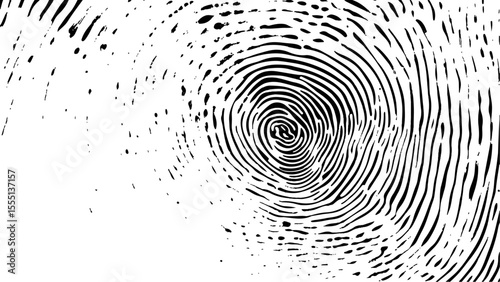  Vector white and black fingerprint texture. Black fingerprint on white transparent background.	
