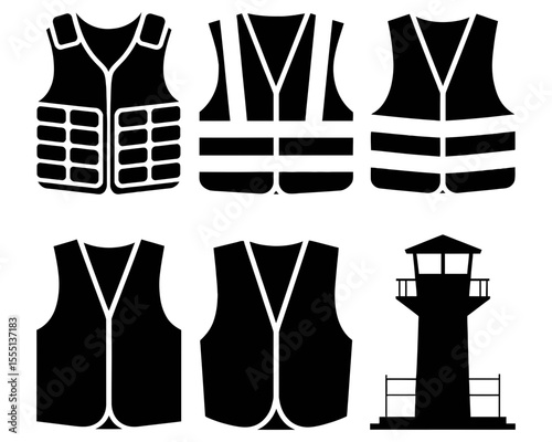 Safety vests and a lifeguard tower design