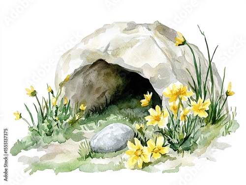 Watercolor painting on a white background,