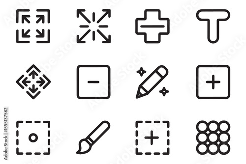  UI Editing and Interface Control Line Icon Set