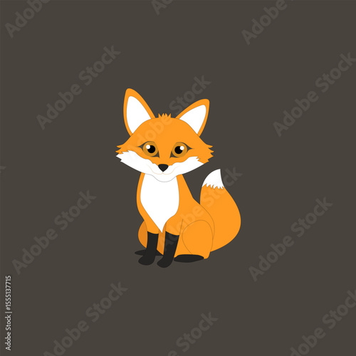 Coloring book illustration of a cute fox cartoon, designed for easy coloring. Kawaii style.
