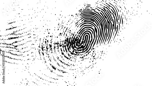  Vector white and black fingerprint texture. Black fingerprint on white transparent background.	