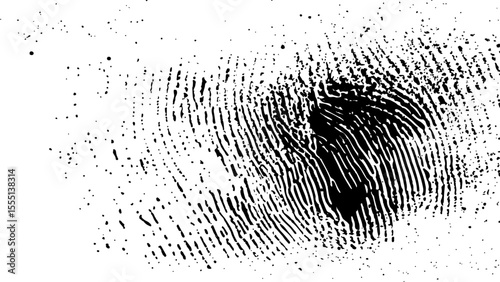  Vector white and black fingerprint texture. Black fingerprint on white transparent background.	