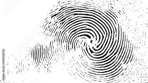  Vector white and black fingerprint texture. Black fingerprint on white transparent background.	