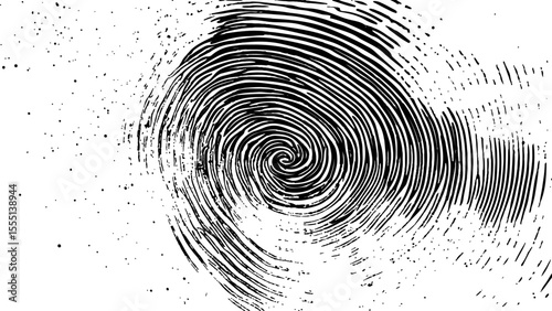  Vector white and black fingerprint texture. Black fingerprint on white transparent background.	