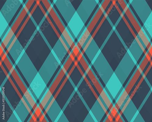 Argyle pattern of geometric rhombus. Harlequin check wallpaper design. Classic diamond shaped textile material for web background, print fabric clothing, sweater, wrapping paper, gift card, invitation