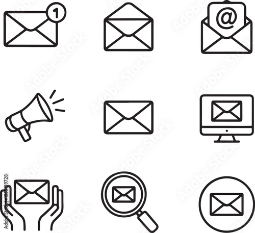 Communication Icons Depicting Messaging Methods and Platforms for Sharing Information Digitally in a Modern Style