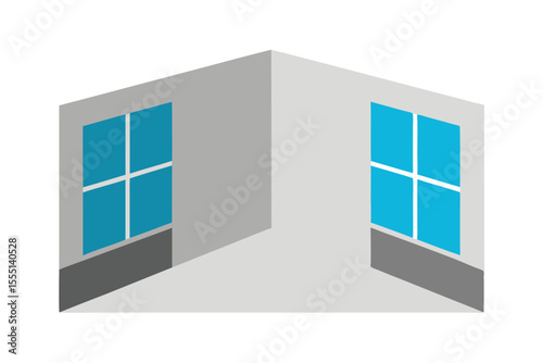 blue windows on white background
