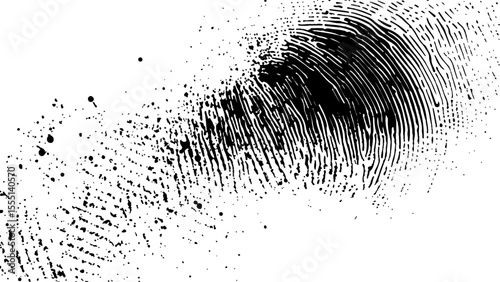  Vector white and black fingerprint texture. Black fingerprint on white transparent background.	