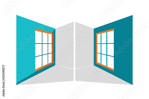 window with blue shutters