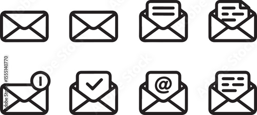 Email Communication Icons A Simple Yet Comprehensive Set for Modern Digital Correspondence Needs and Email Management Systems and Mobile Apps