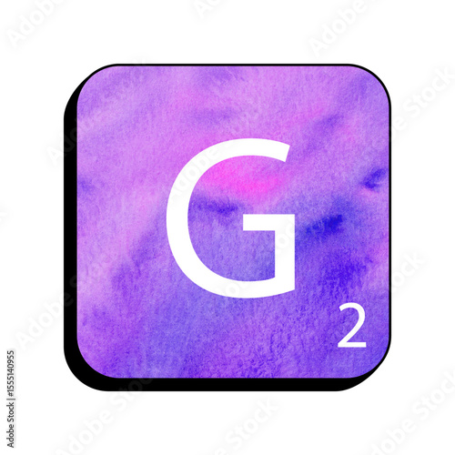 "Symbolic G Tile in Watercolor: A singular letter 'G' tile, in the shape of a square, rendered in a captivating watercolor style, radiates a soothing aura. the tile exudes a sense of artistic charm.