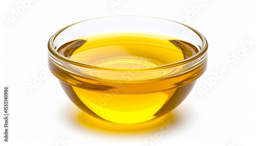 Bowl of Golden Essence: A pristine, transparent glass bowl is filled with a vibrant, golden liquid, exuding warmth and a sense of culinary delight.