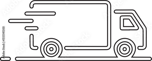 Truck delivery vector icon editable black stroke cargo transport vehicle symbol of shipping logistics and freight on transparent background