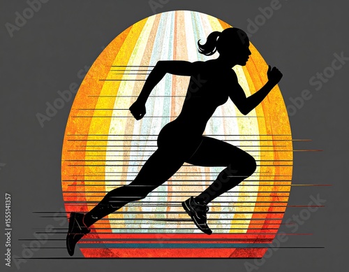 Female athlete running at high speed with motion blur effect