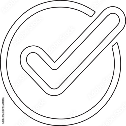 Order confirmed vector icon editable black stroke shopping bag with checkmark symbol of successful purchase on transparent background