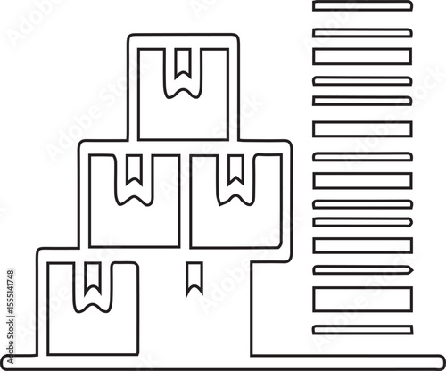 Inventory management vector icon editable black stroke warehouse box checklist symbol of stock control on transparent background simple modern line design