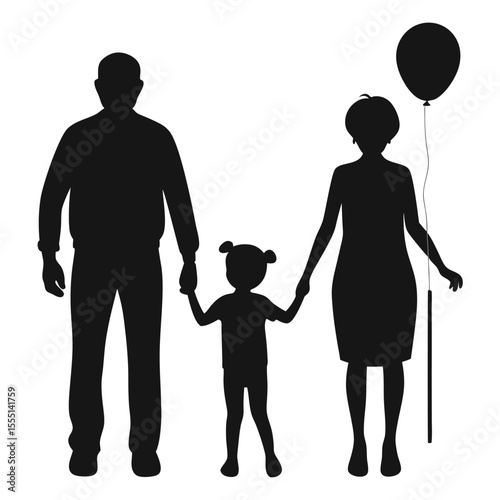 Grandparents holding their grandchild s hands with a balloon