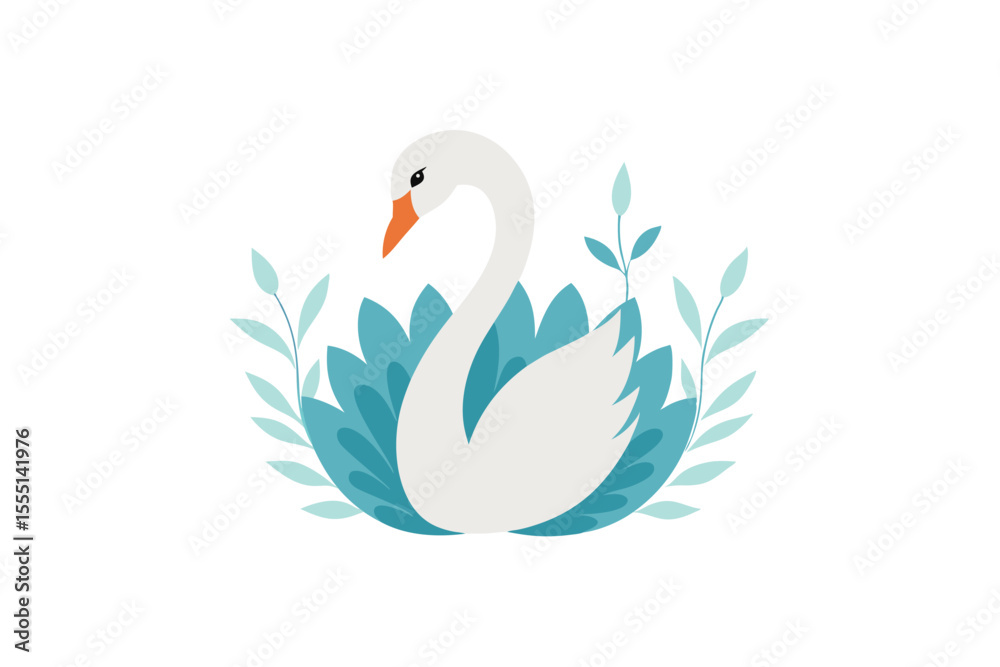 Obraz premium swan on black background