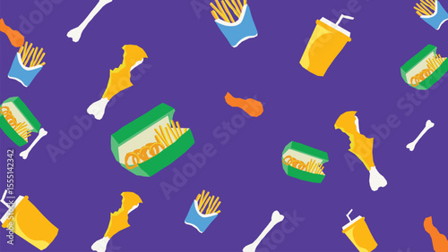 Bite marks and junk food background
