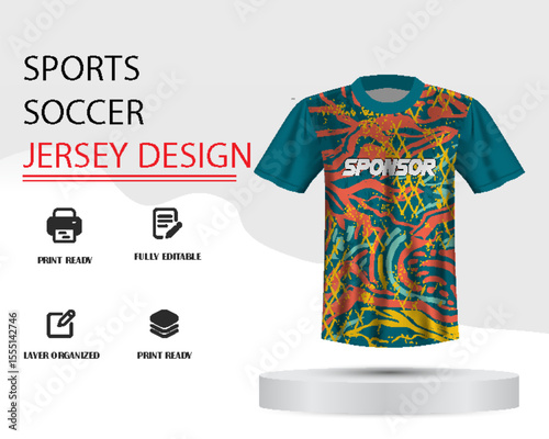 Soccer jersey design for sublimation or sports jersey design