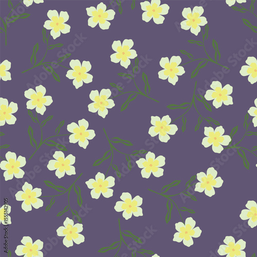 Tropical flower pattern seamless, silhouette of blooming, hand drawn botanical, Floral leaf for spring and Summer time, natural ornaments for textile, fabric, wallpaper, background design.
