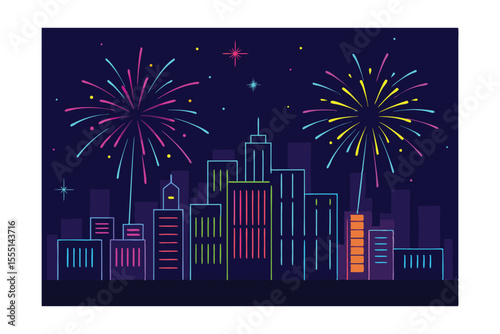 fireworks over city