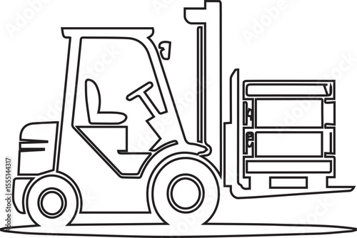 A powerful forklift truck is shown in action, expertly lifting heavy materials within a busy industrial warehouse, demonstrating its strength and efficiency in material handling, silhouette