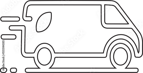 Carbon delivery van vector icon editable black stroke cargo vehicle symbol of transport and emissions on transparent background simple modern design