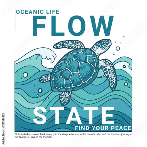 Sea turtle swimming in ocean waves showcasing tranquility perfect for meditation and relaxation themes