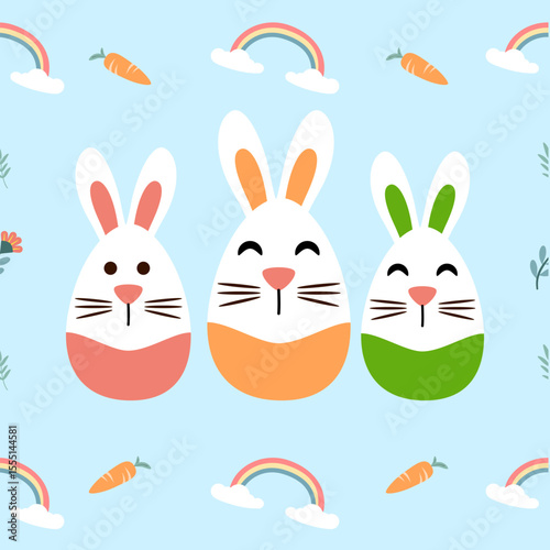Seamless pattern easter with color easter eggs.