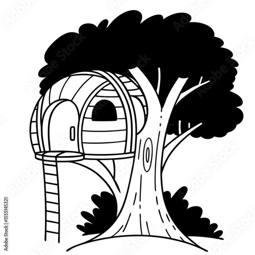 Cartoon Treehouse Vector Illustration Playful Graphic Design