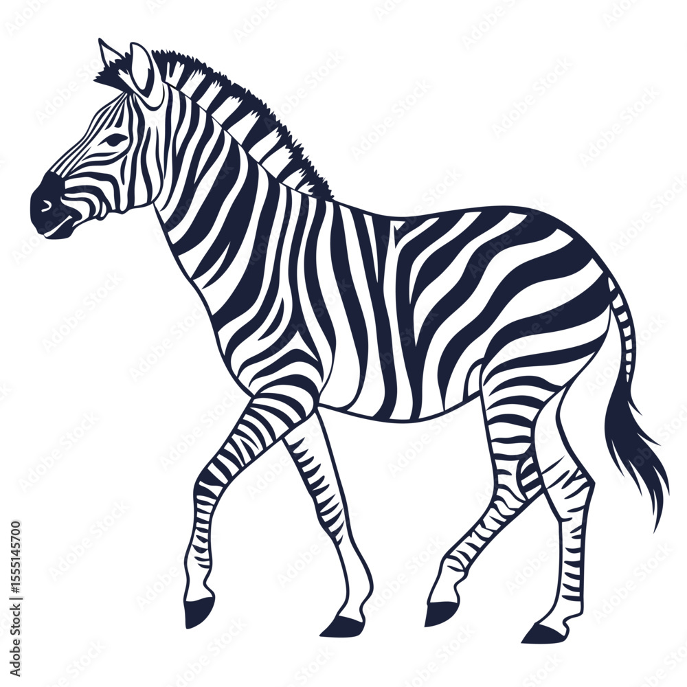 Fototapeta premium silhouette zebra on white background