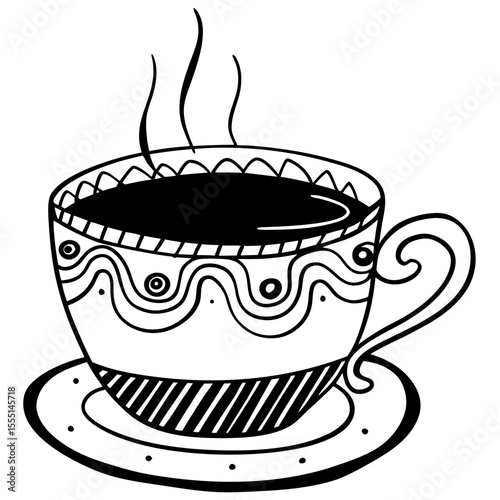 Coffee Cup Line Art Vector Illustration Decorative Design
