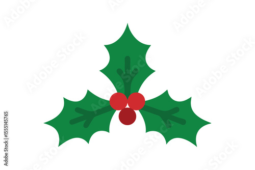 Festive Holly Berries and Leaves A Christmas Vector Illustration