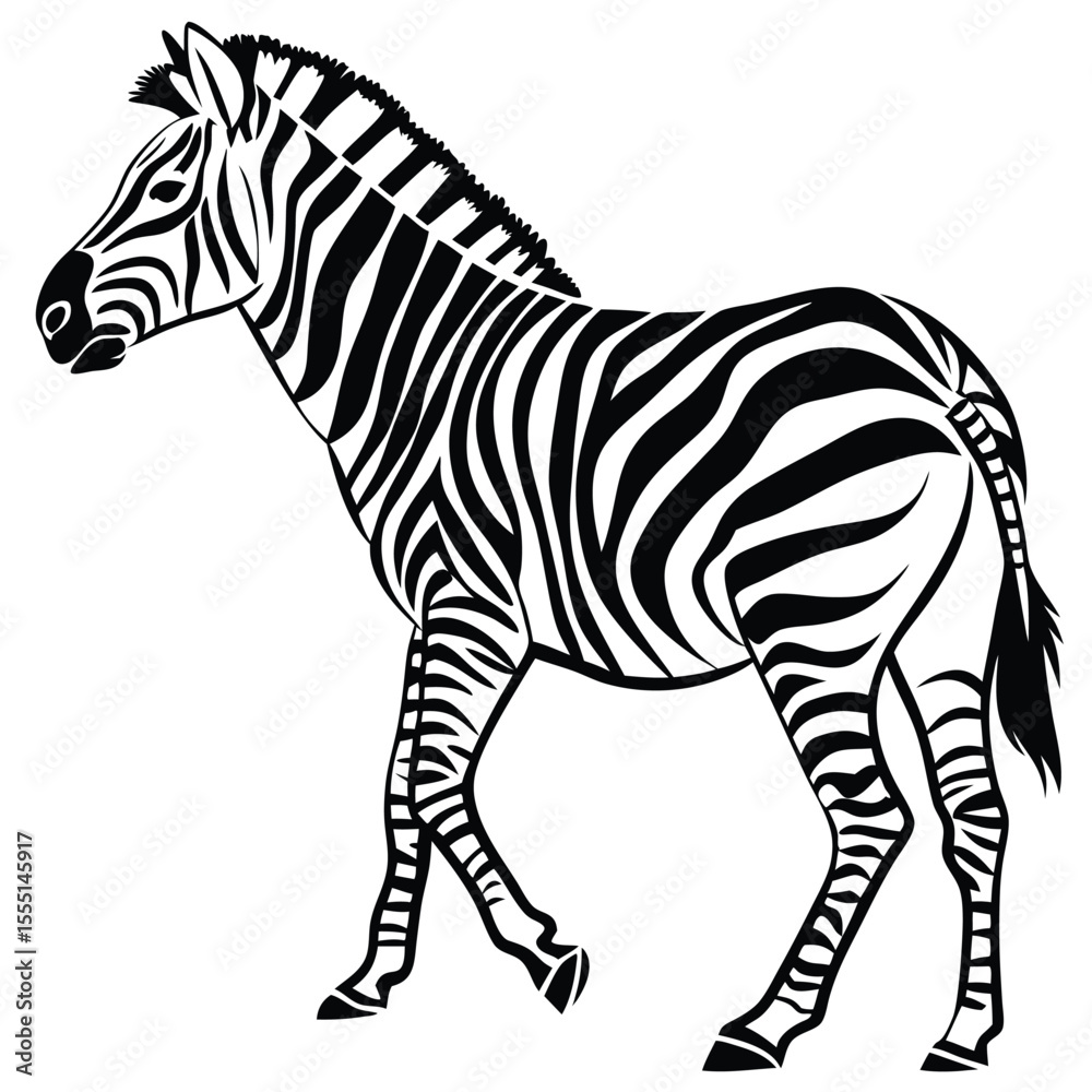 Fototapeta premium silhouette zebra on white background