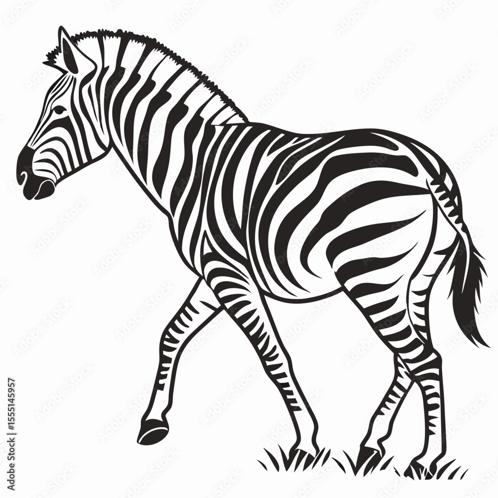 Fototapeta premium silhouette zebra on white background