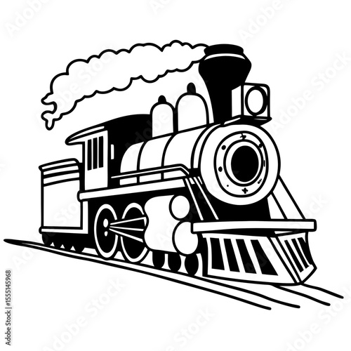 Vintage Steam Train Engine Vector Illustration Railroad Travel