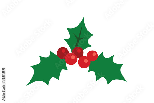 Festive Holly Berries and Leaves A Christmas Illustration