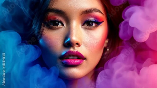 Woman makeup smoke