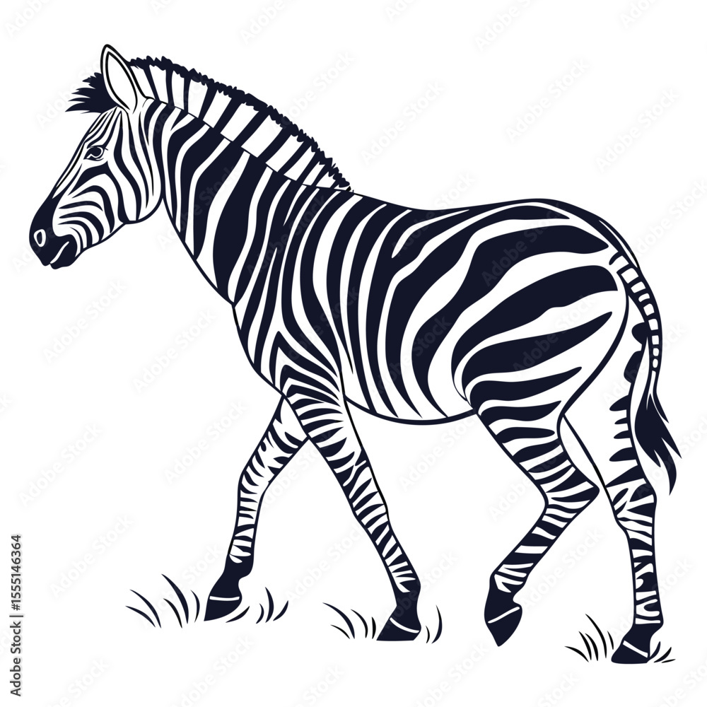 Fototapeta premium silhouette zebra on white background