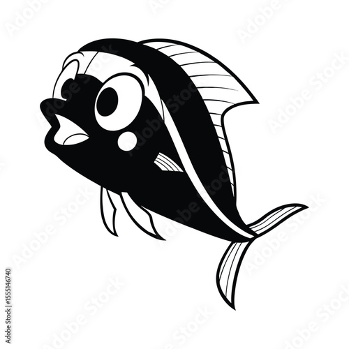 Cute cartoon mahi fish illustration dolphin fish
