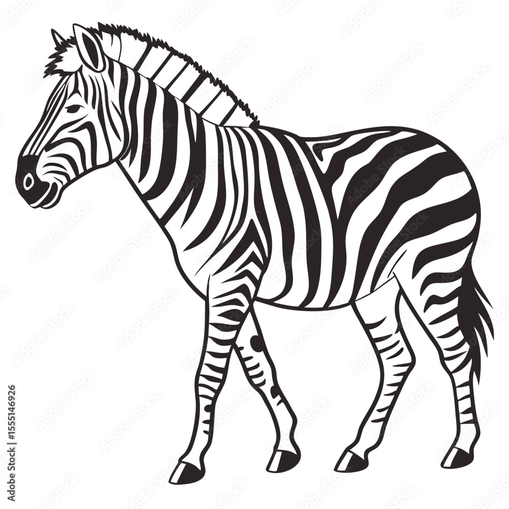 Fototapeta premium silhouette zebra on white background