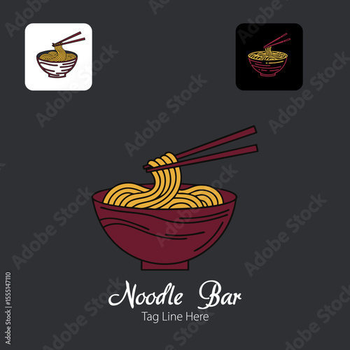 Steaming Noodles with Chopsticks Logo