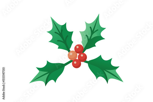Festive Holly Berries and Leaves A Christmas Clipart Illustration