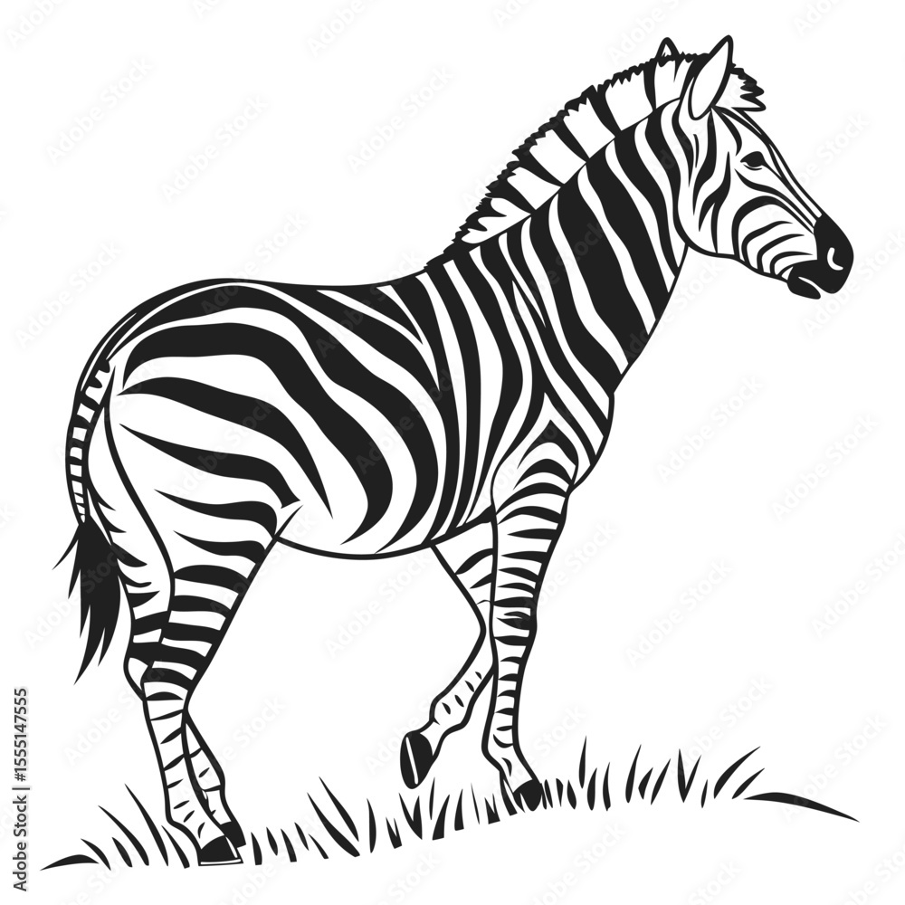 Obraz premium silhouette zebra on white background