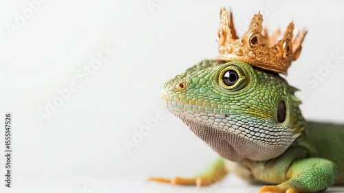 Regal lizard with crown on display: capturing majesty and elegance in reptilian beauty