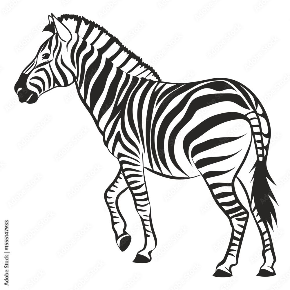 Fototapeta premium silhouette zebra on white background